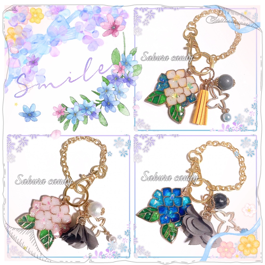 《終了》紫陽花のレジンバッグチャーム