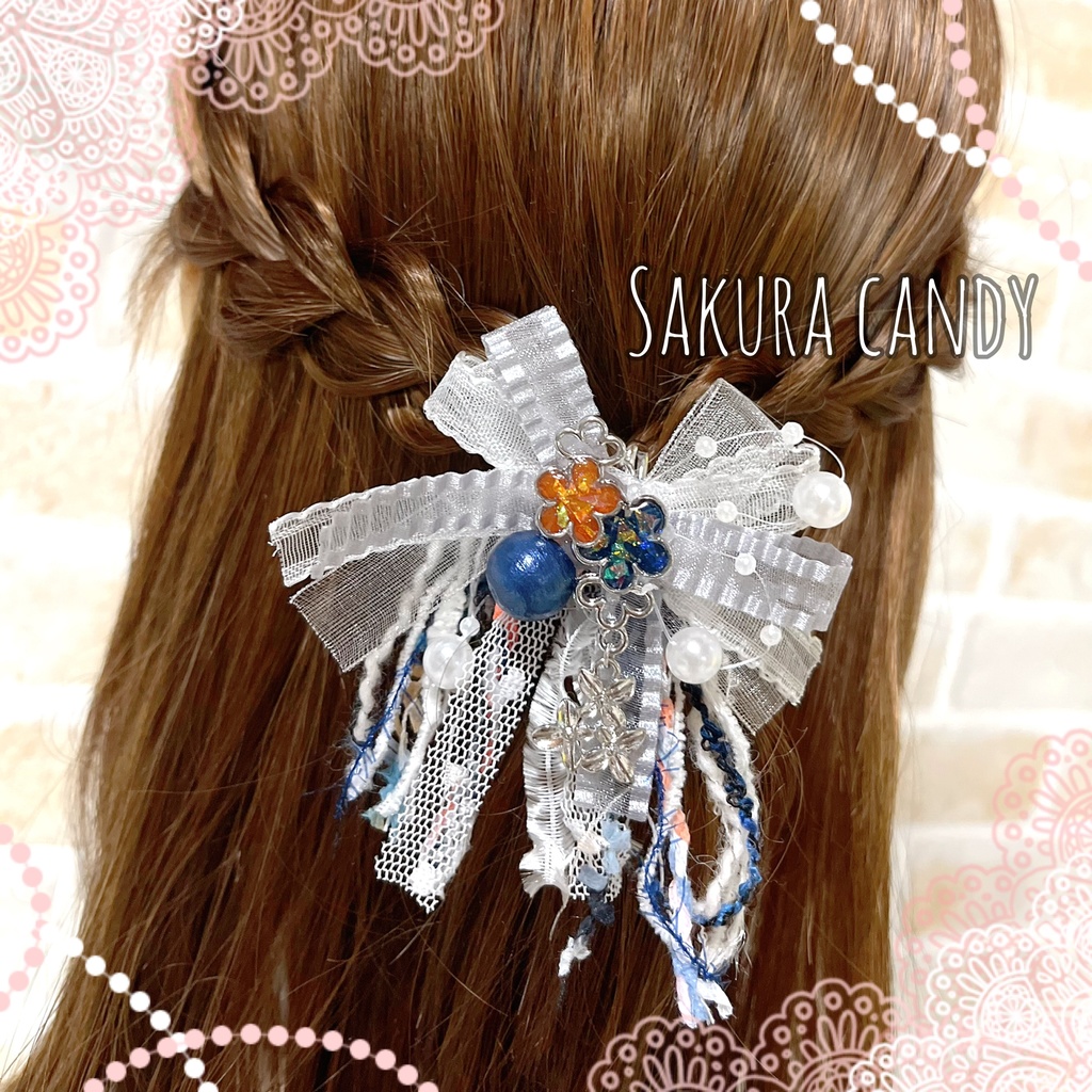 【刀剣乱舞イメージ】パールとふわふわ糸のポニーフック