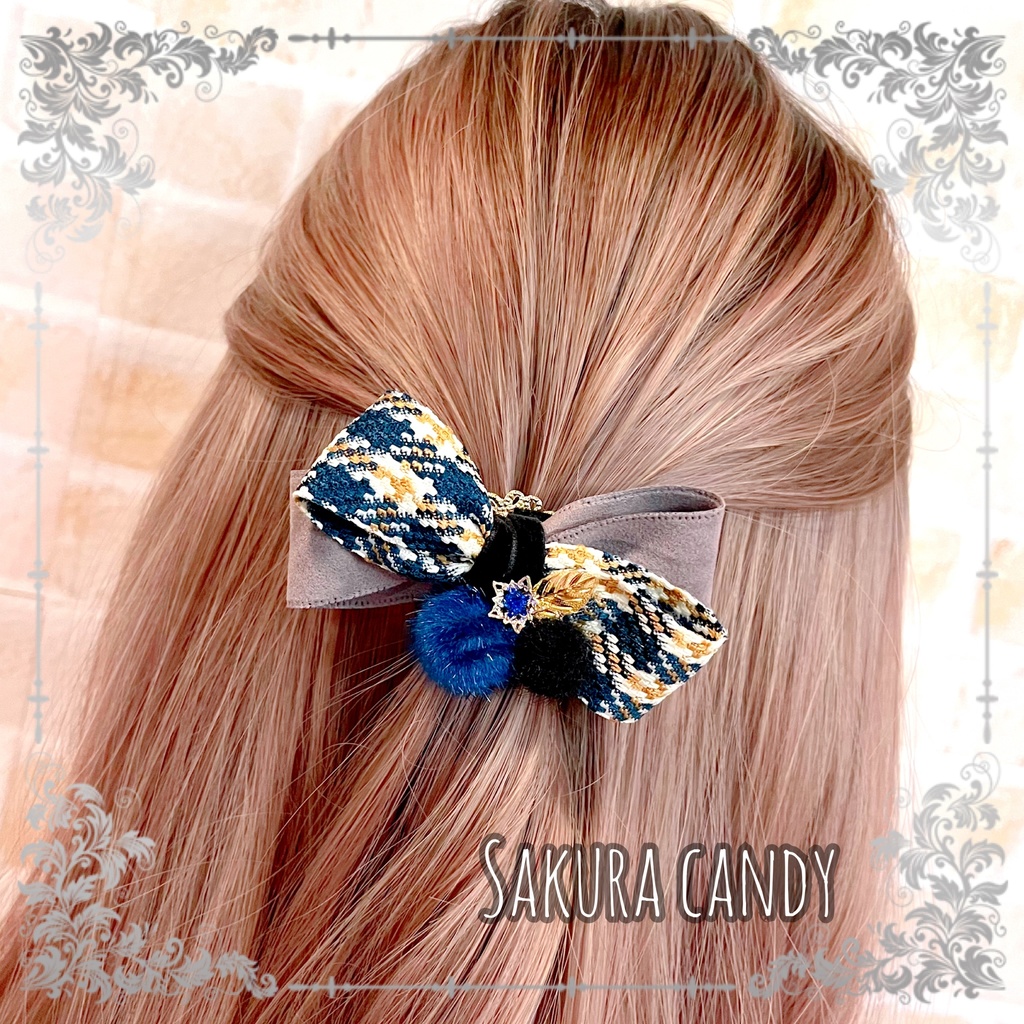 【刀剣乱舞イメージ】冬支度♡チェック柄リボンポニーフック