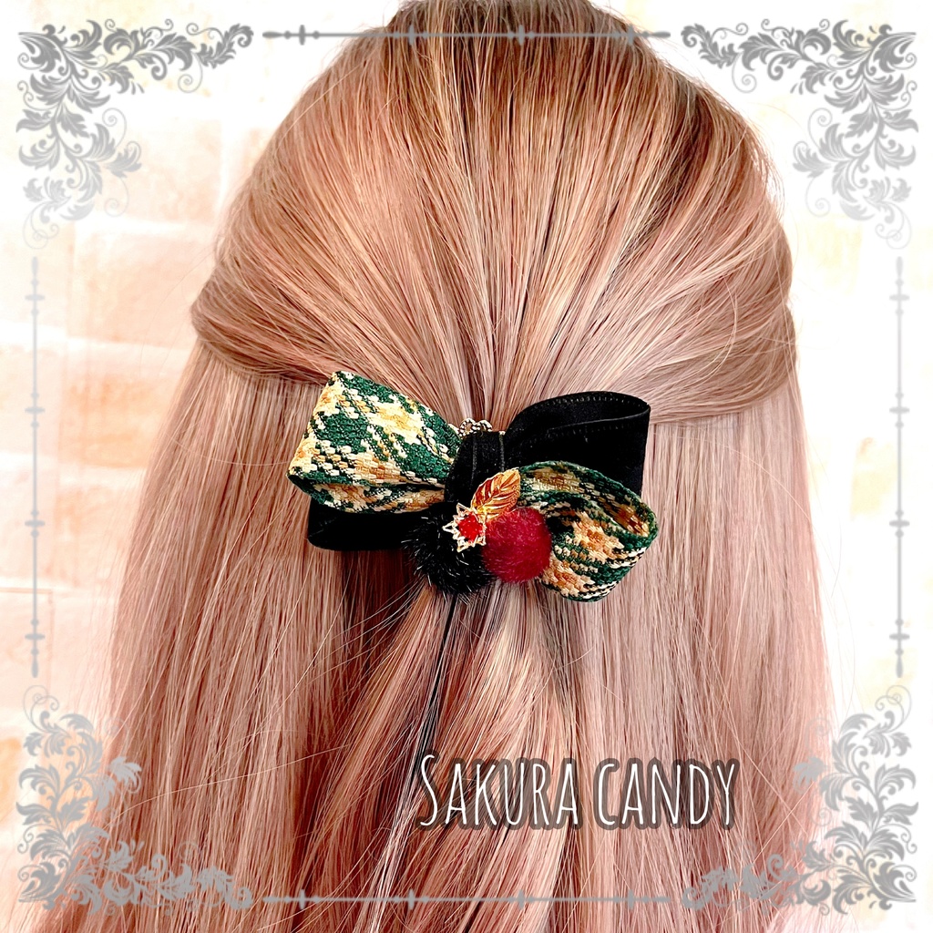 【刀剣乱舞イメージ】冬支度♡チェック柄リボンポニーフック