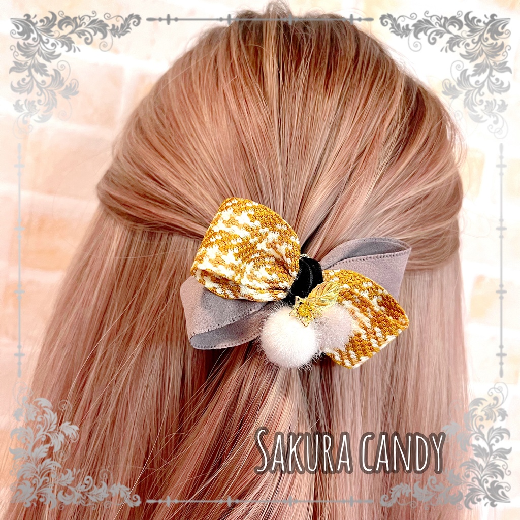 【刀剣乱舞イメージ】冬支度♡チェック柄リボンポニーフック