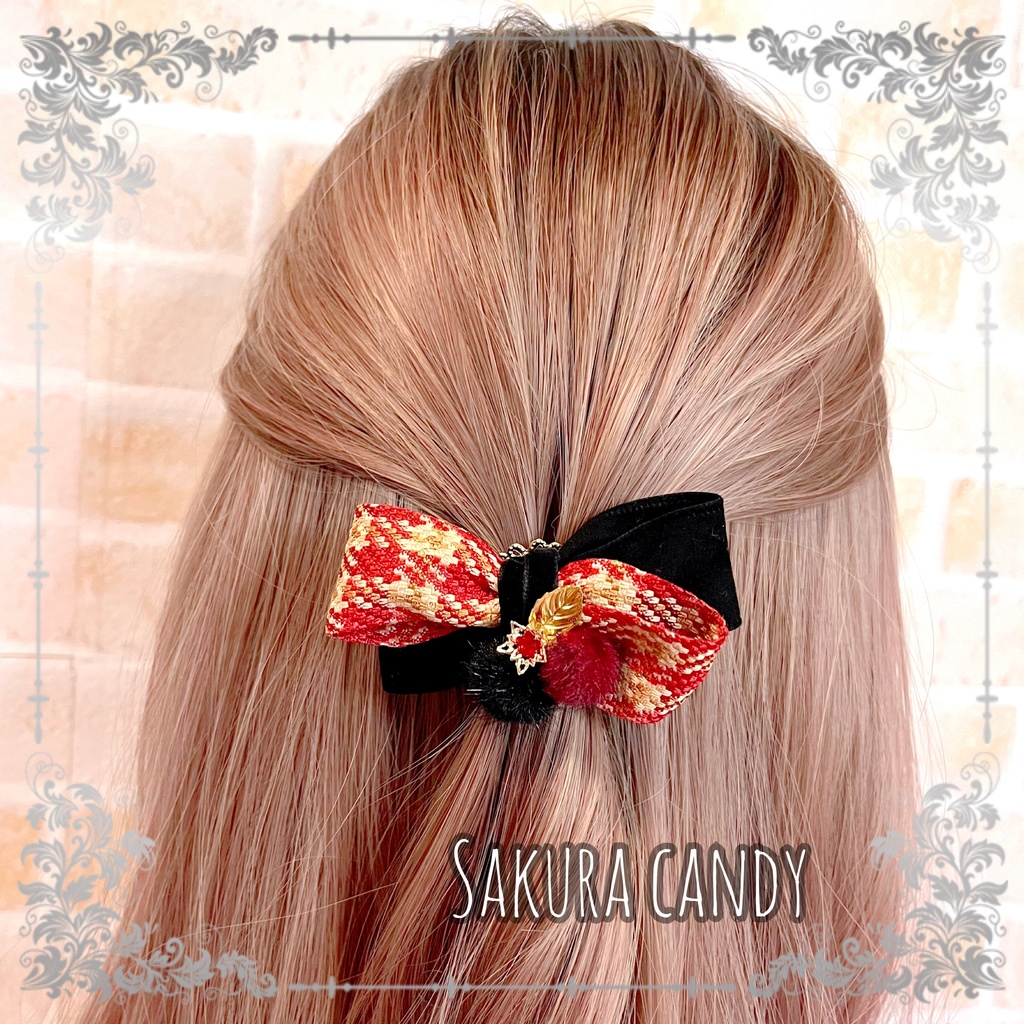 【刀剣乱舞イメージ】冬支度♡チェック柄リボンポニーフック