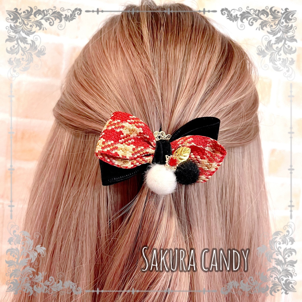 【刀剣乱舞イメージ】冬支度♡チェック柄リボンポニーフック