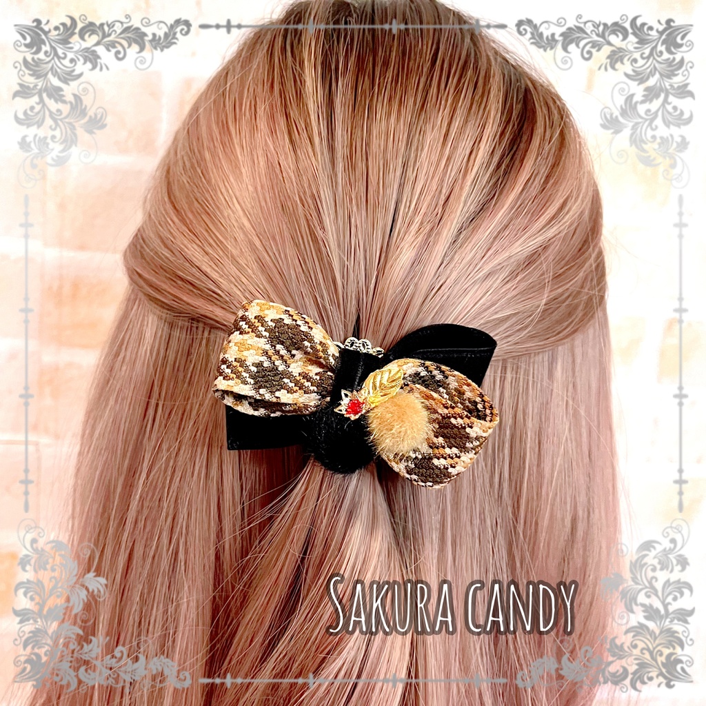 【刀剣乱舞イメージ】冬支度♡チェック柄リボンポニーフック