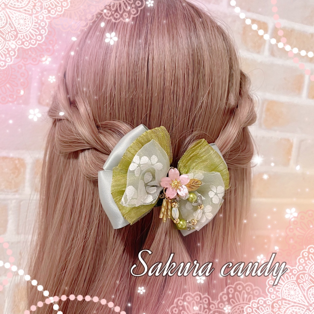 【刀剣乱舞イメージ】ふんわり桜♡ダブルリボンポニーフック