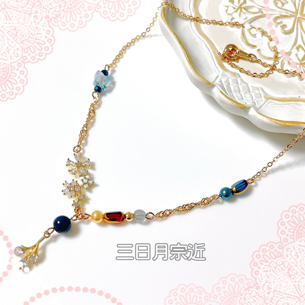 【刀剣乱舞イメージ】天然石とキュービックジルコニアの桜ネックレス