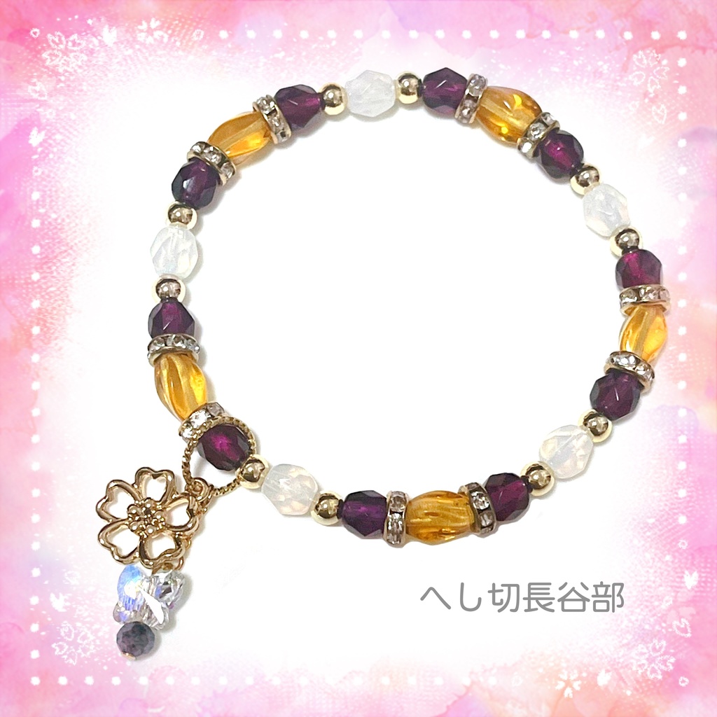 【刀剣乱舞イメージ】桜ひらり…蝶ひらり…チェコビーズの硝子ブレスレット