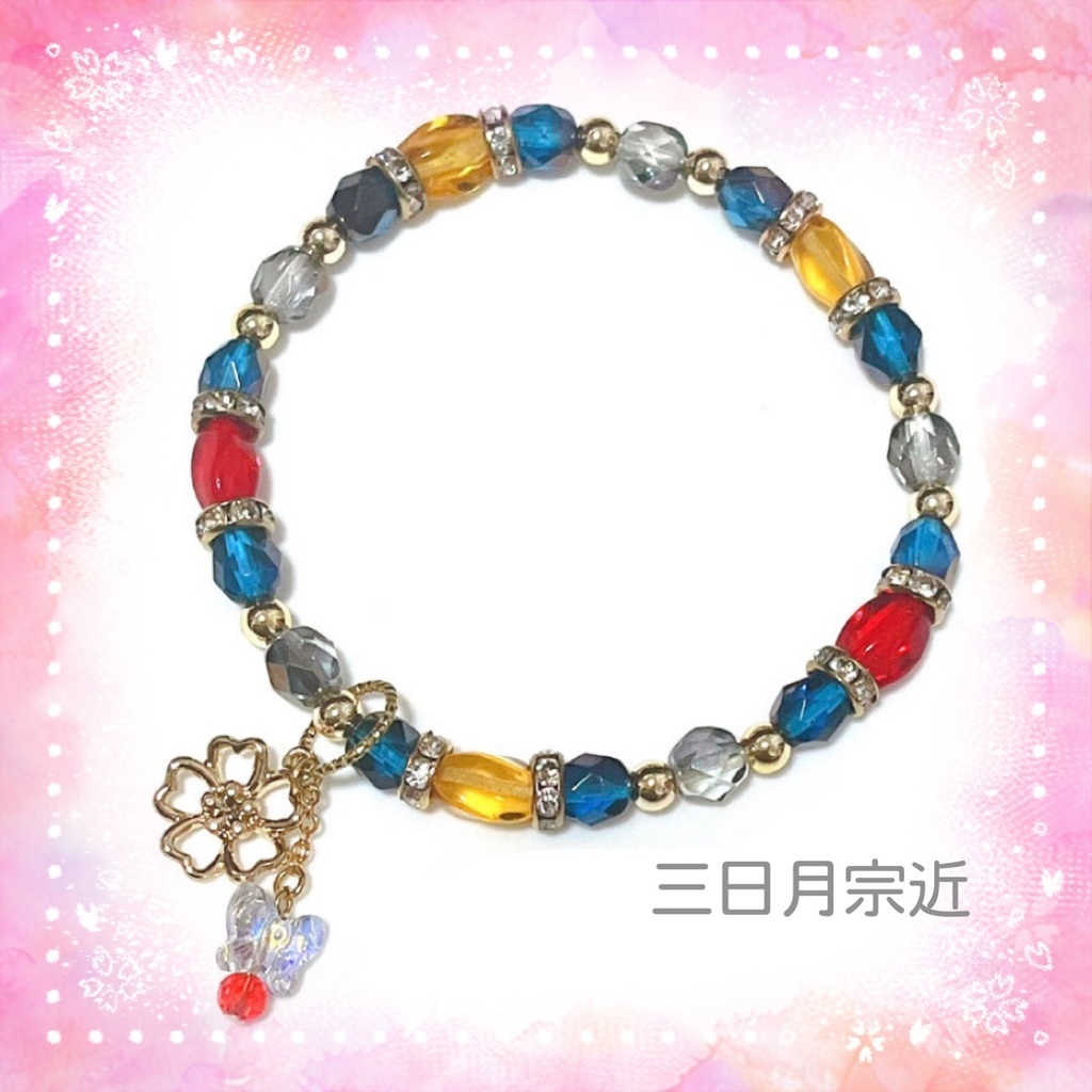 【刀剣乱舞イメージ】桜ひらり…蝶ひらり…チェコビーズの硝子ブレスレット
