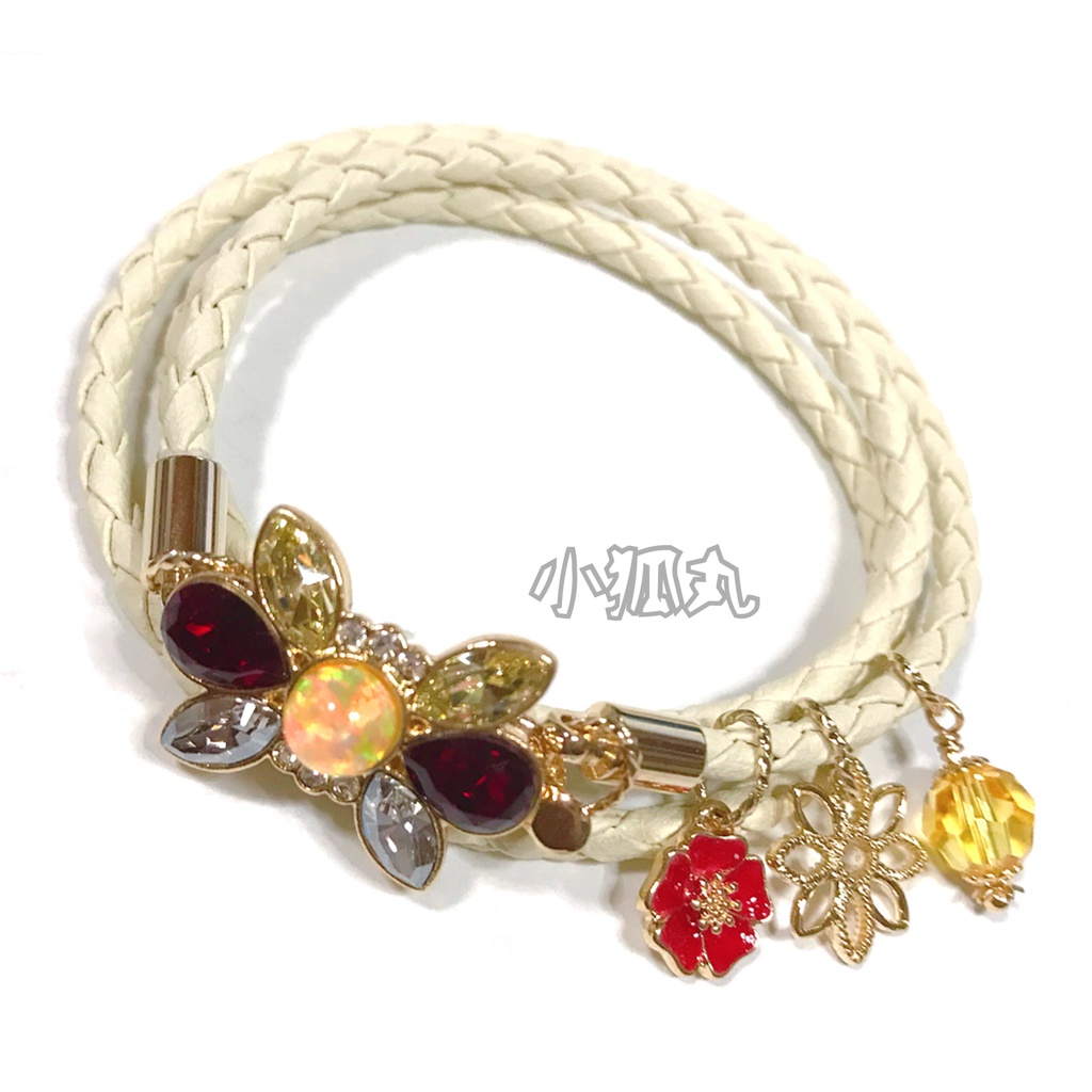 【刀剣乱舞イメージ】京都オパール♡チャーム付き三連ブレスレッド