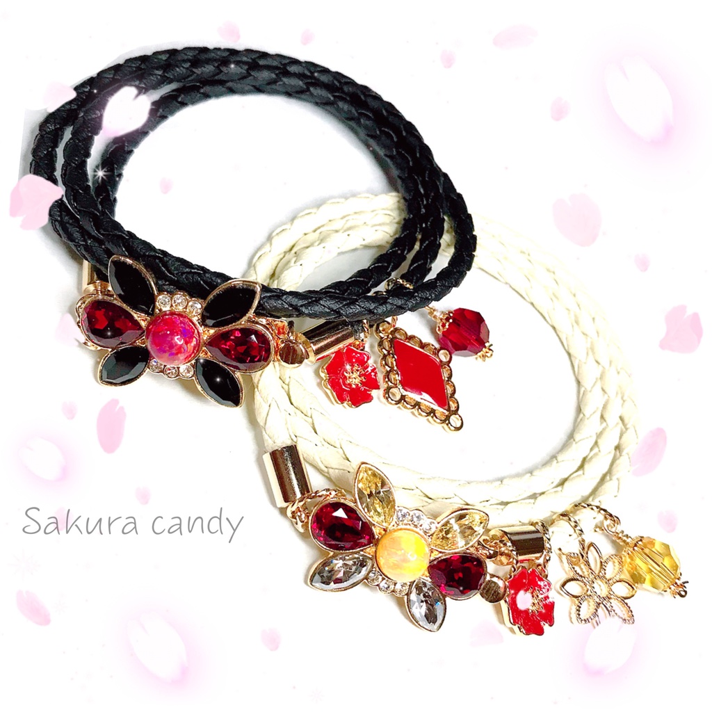 【刀剣乱舞イメージ】京都オパール♡チャーム付き三連ブレスレッド