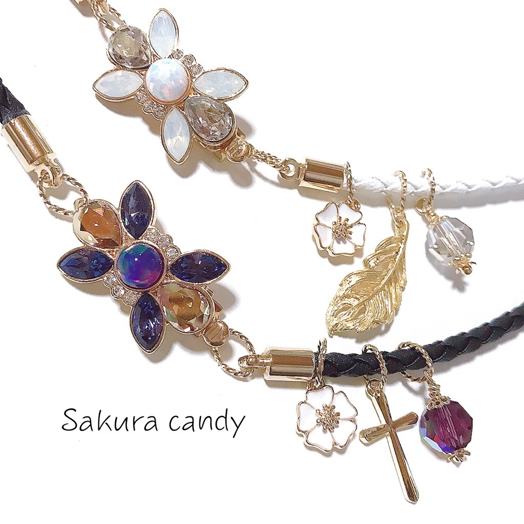 【刀剣乱舞イメージ】京都オパール♡チャーム付き三連ブレスレッド