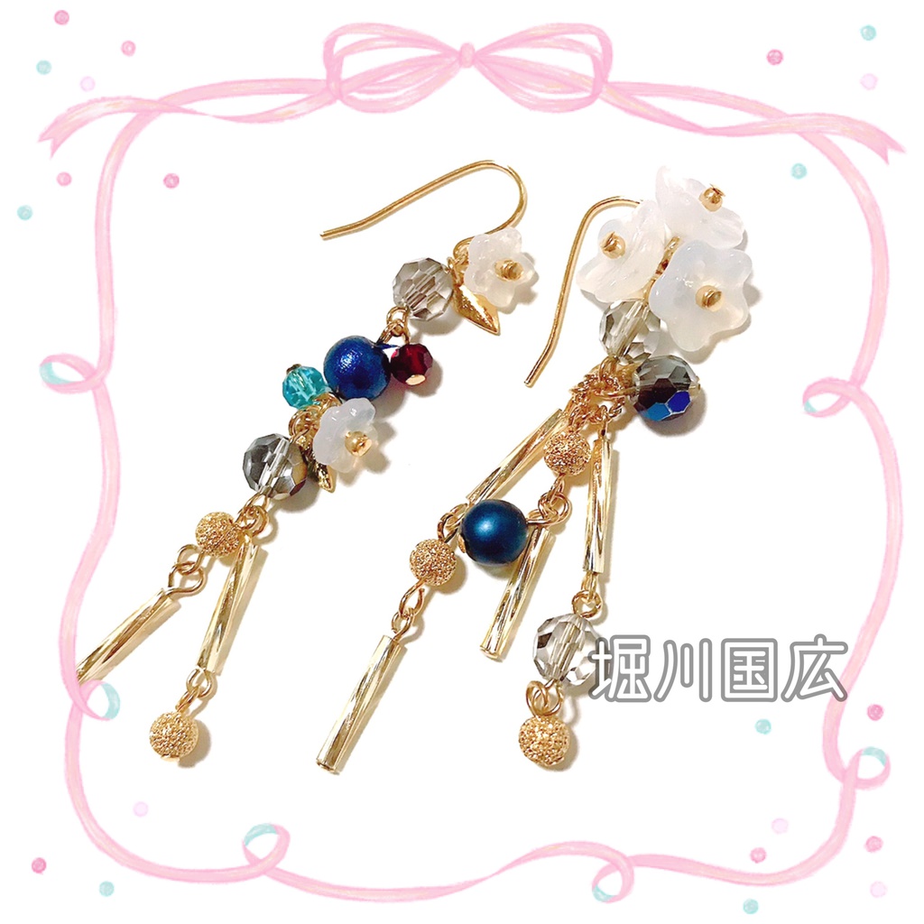 【刀剣乱舞イメージ】アシンメトリーピアス♡桜きらり。