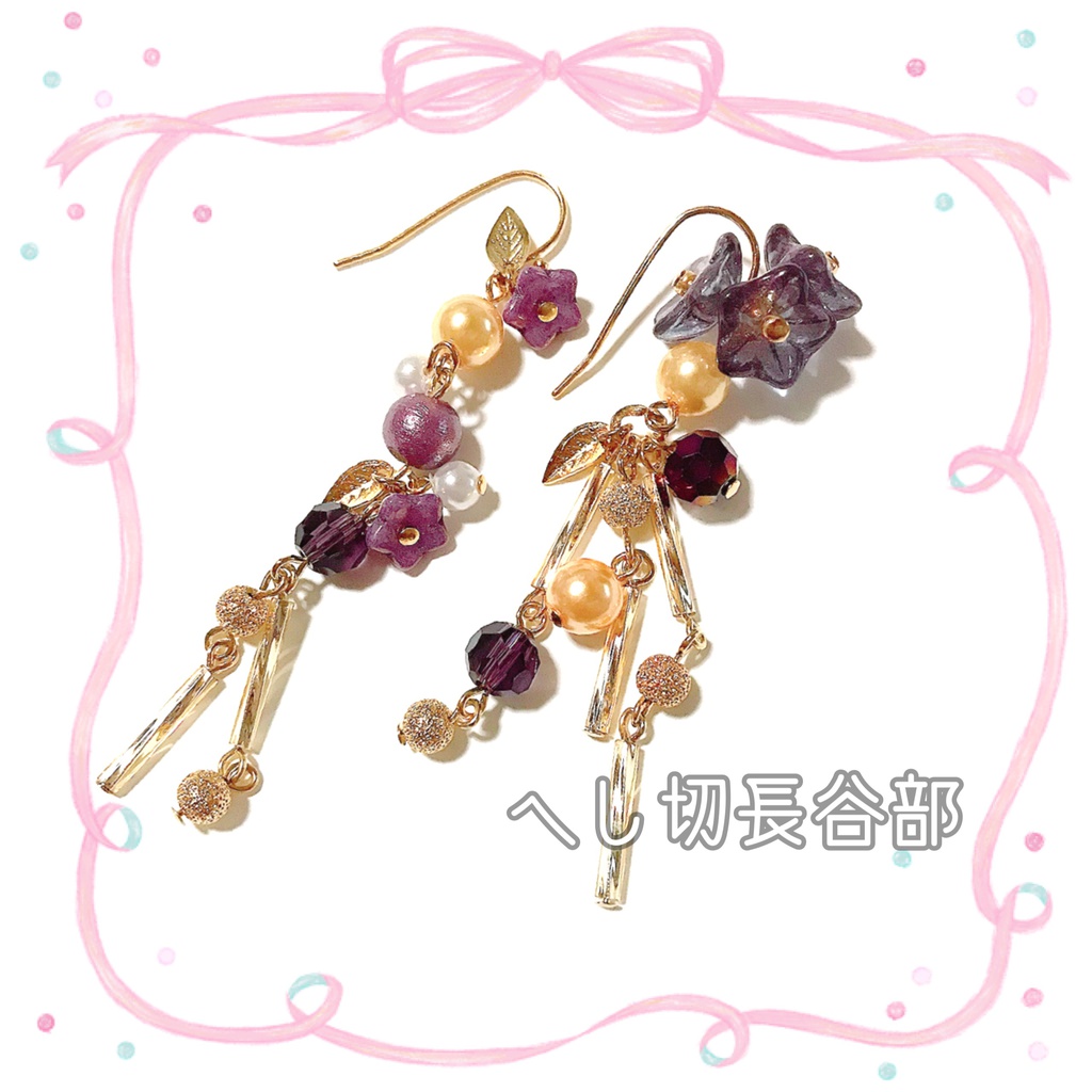 【刀剣乱舞イメージ】アシンメトリーピアス♡桜きらり。