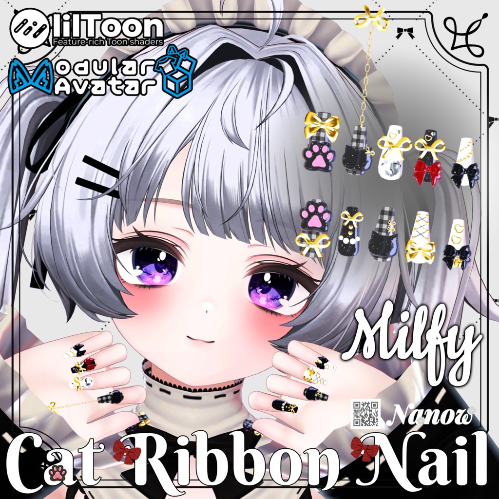 Cat Ribbon Nail...🎀