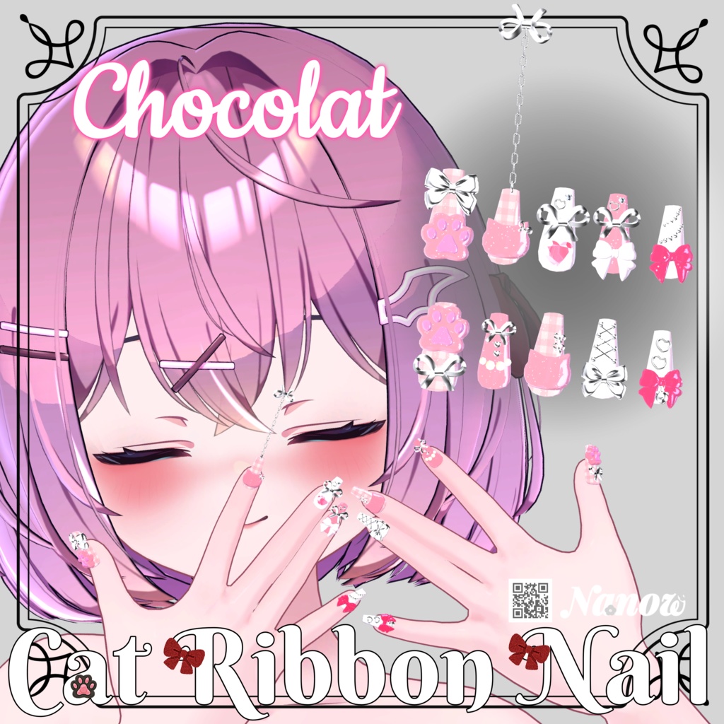 Cat Ribbon Nail...🎀