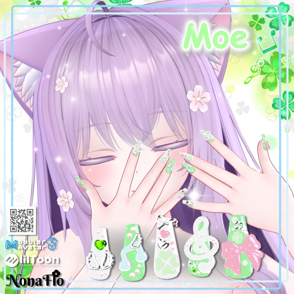 無料 FREE【13アバター対応】Clover Music Nail ♪