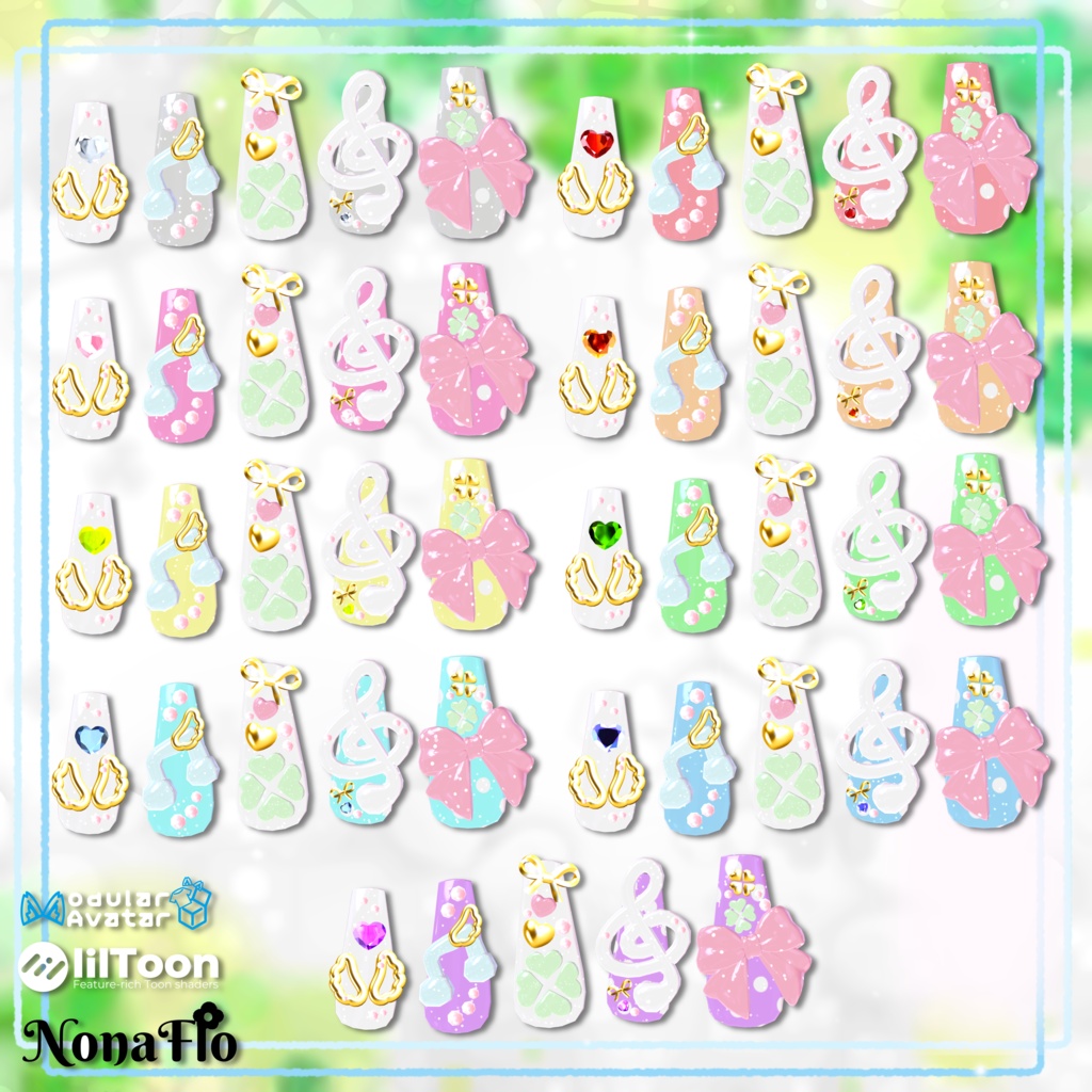 無料 FREE【13アバター対応】Clover Music Nail ♪