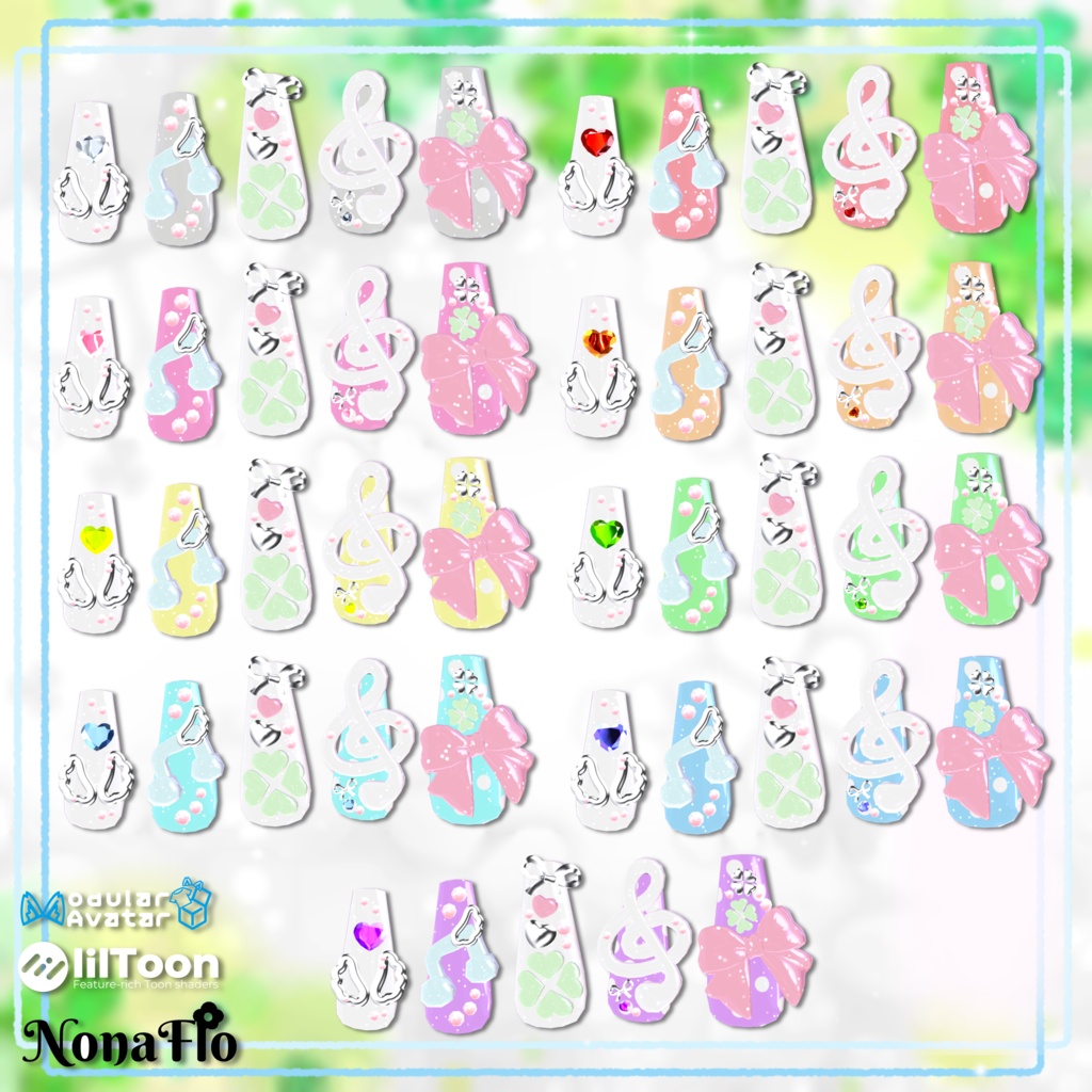 無料 FREE【13アバター対応】Clover Music Nail ♪