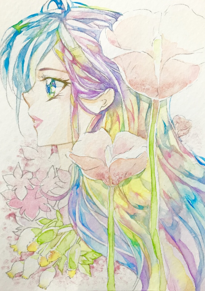 創作水彩画 ハガキサイズ