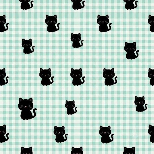 黒猫とギンガムチェック ミント