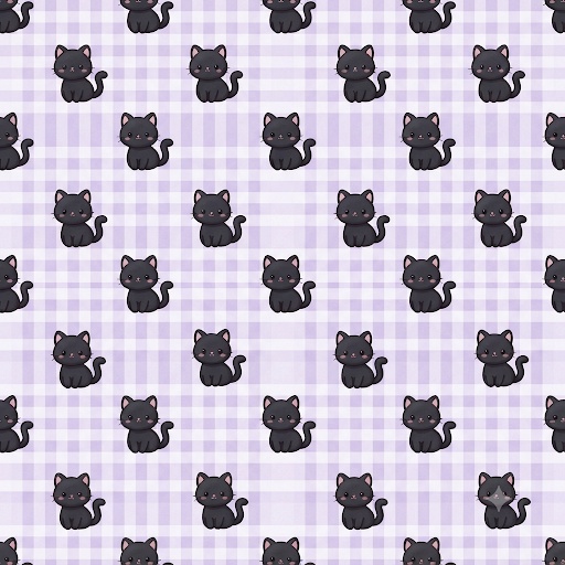 黒猫とギンガムチェック 5枚セット