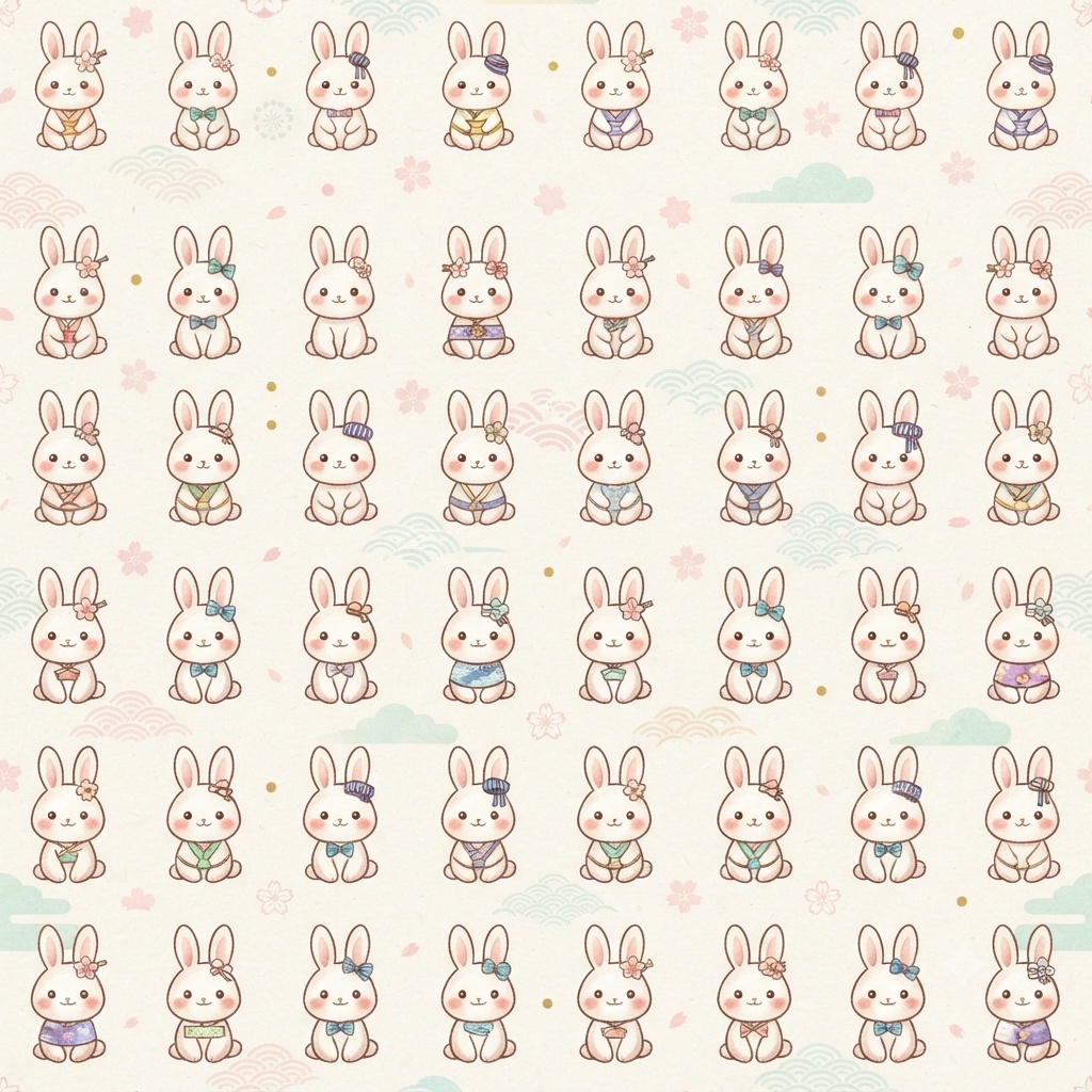和柄 うさぎ デジタル シームレス ペーパー