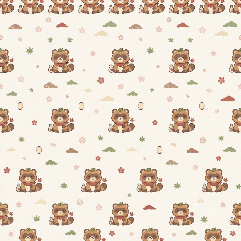 和風 柄 たぬき デジタルミックスペーパー