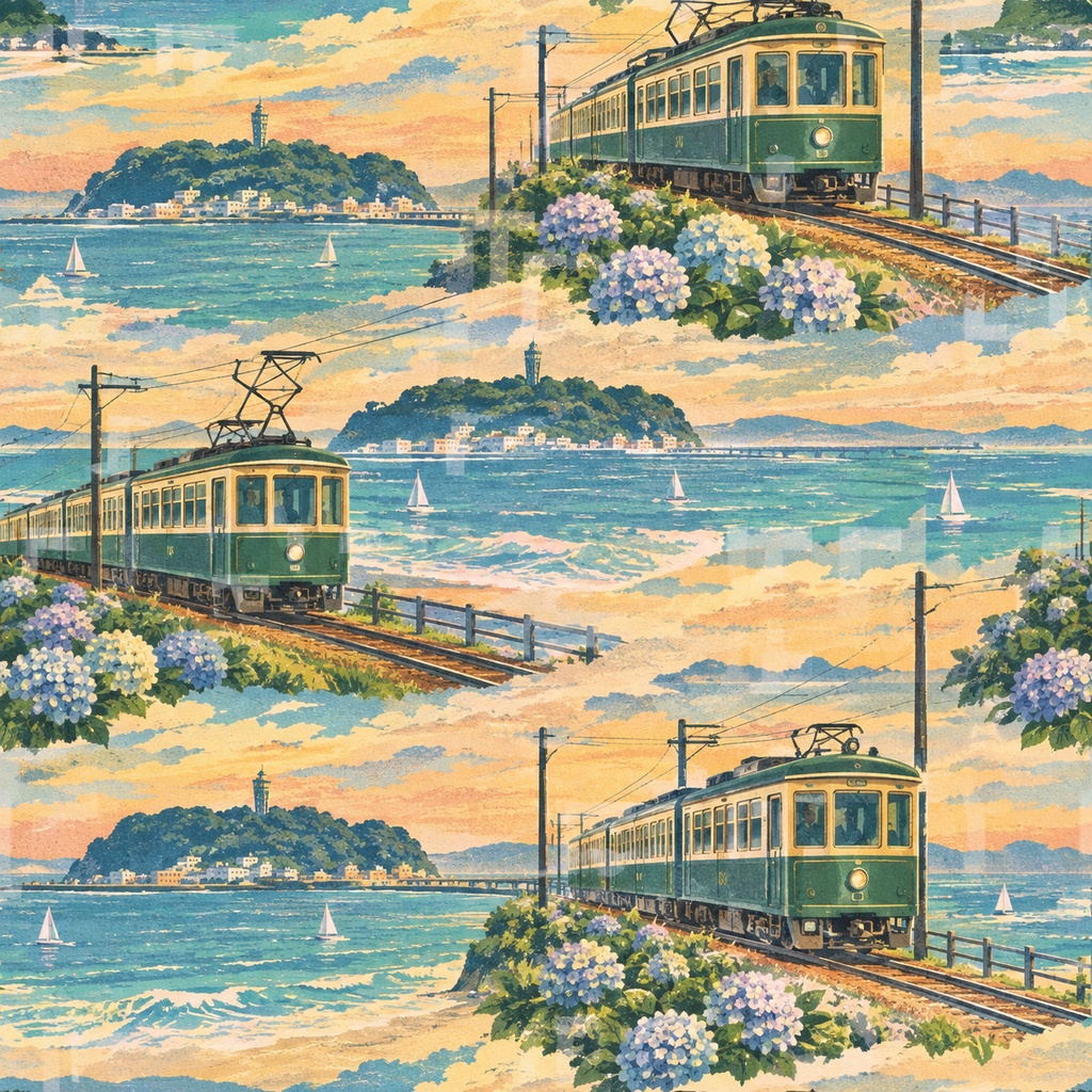 江ノ電と江ノ島3