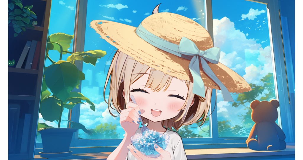 【Live2D素材】きらきら夏の窓辺セット(背景&おまけつき)