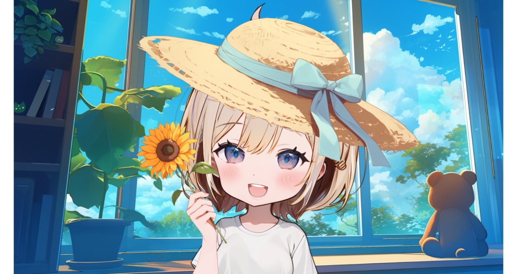 【Live2D素材】きらきら夏の窓辺セット(背景&おまけつき)