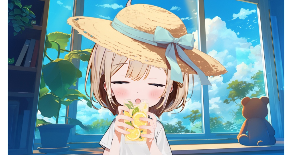 【Live2D素材】きらきら夏の窓辺セット(背景&おまけつき)