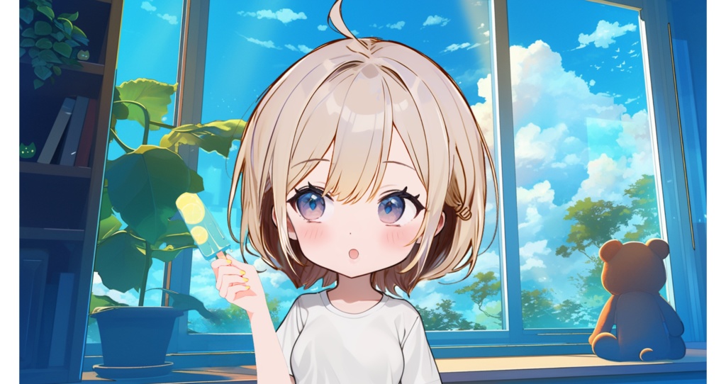 【Live2D素材】きらきら夏の窓辺セット(背景&おまけつき)