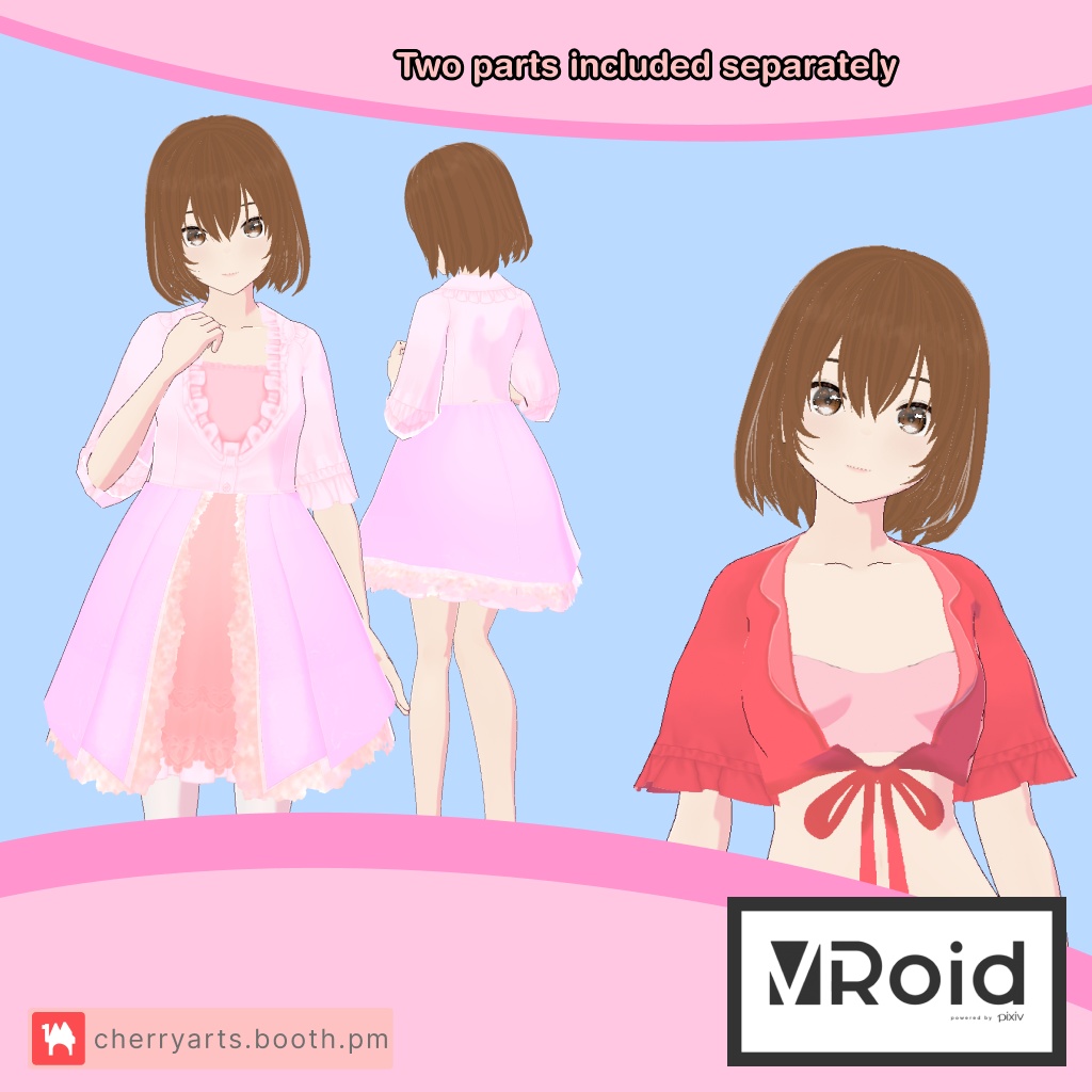 Pink Frilly Dress | Vroid Dress | Cottage Core / Fairy Aesthetic