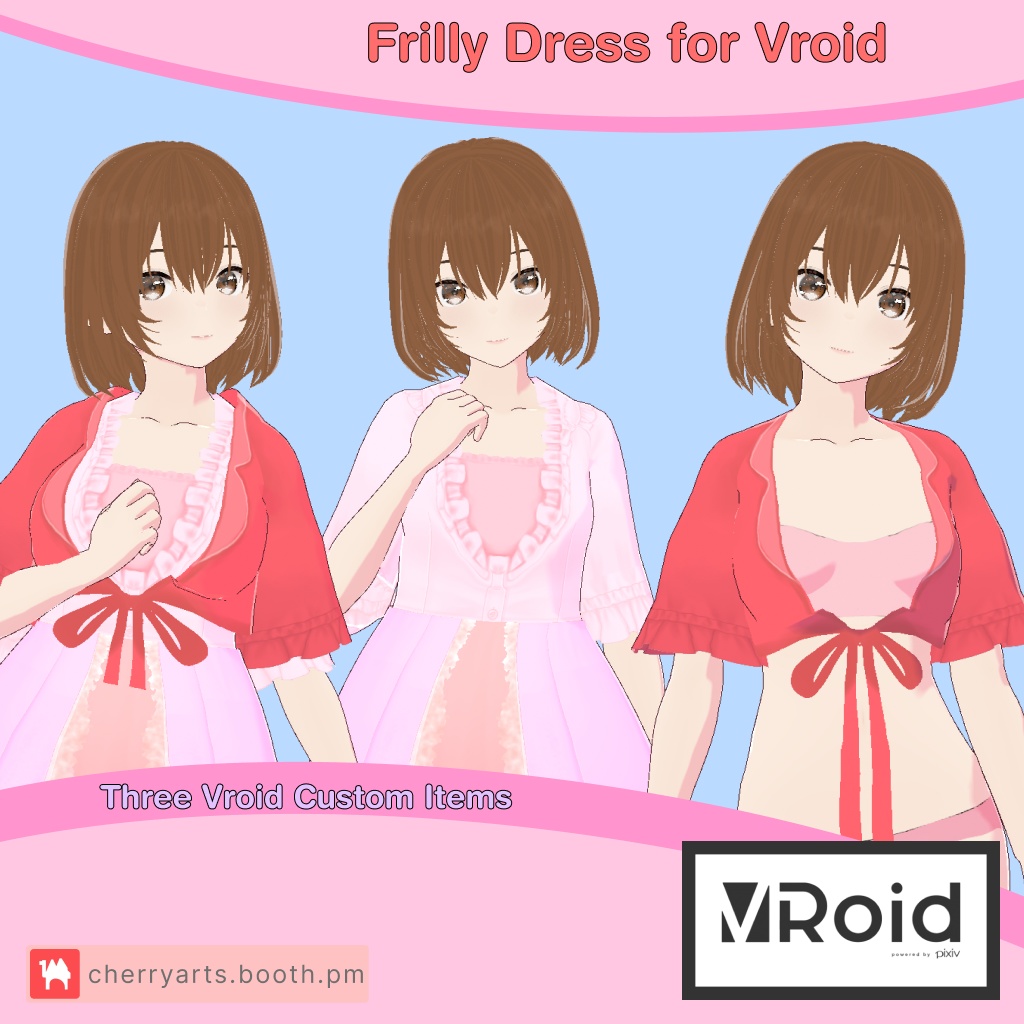 Pink Frilly Dress | Vroid Dress | Cottage Core / Fairy Aesthetic