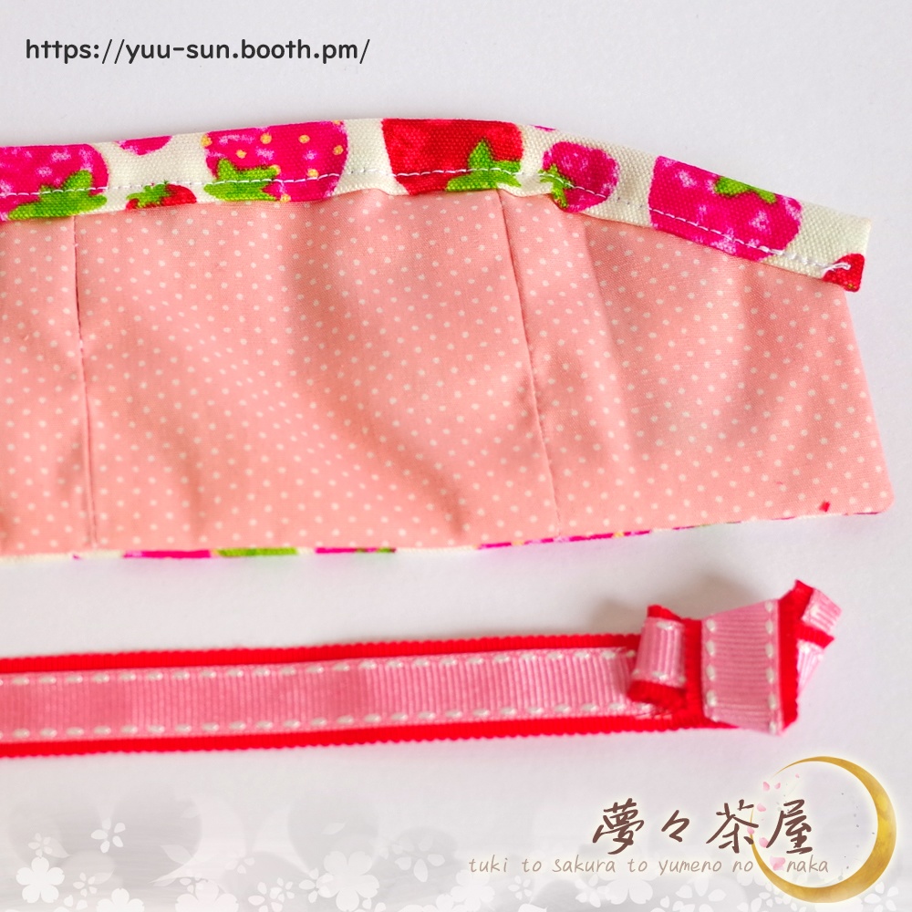 ▼ぬい用 着物+帯 手とチェーンの穴あり (いちごみるく)