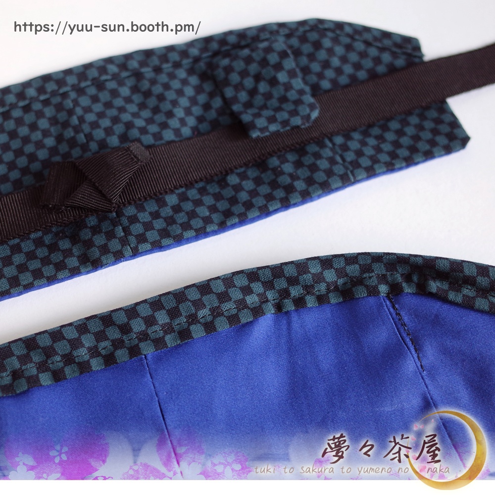 ▼ぬい用 着物+帯 手とチェーンの穴あり (市松)