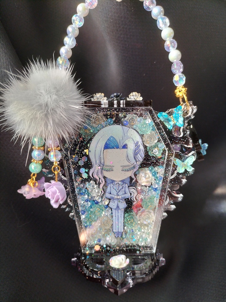 キラキラ棺桶アクリルキーホルダー