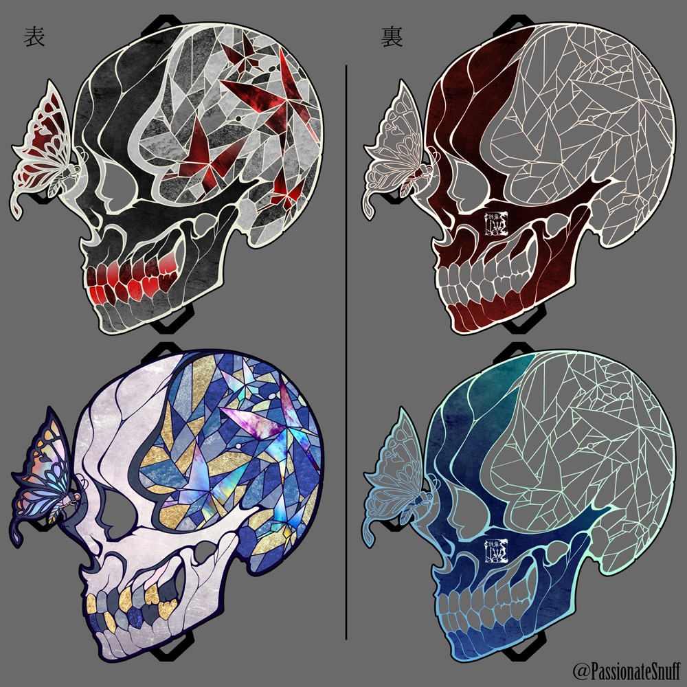 ステンドグラス風骸骨アクキー