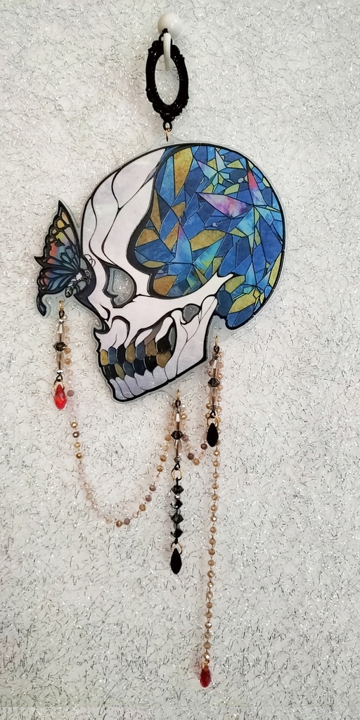 ステンドグラス風骸骨アクキー