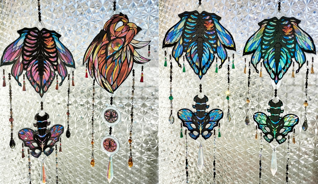 ステンドグラス風アクリルサンキャッチャー「蝶瞳」