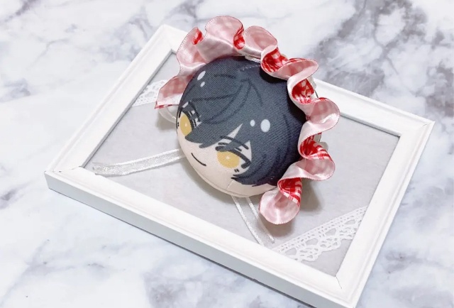 ぬい用 ヘッドドレス おまんじゅう もちマス ギンガムチェック赤 カントリー