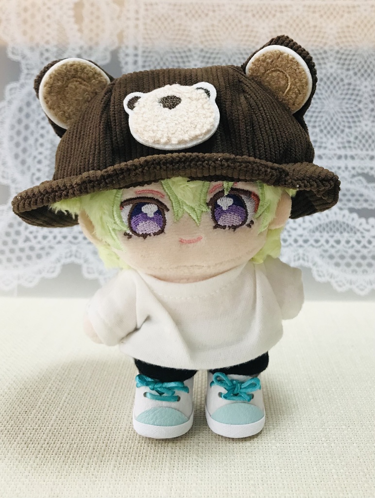 自立します☆ ぬい靴 白地×水色ひもC