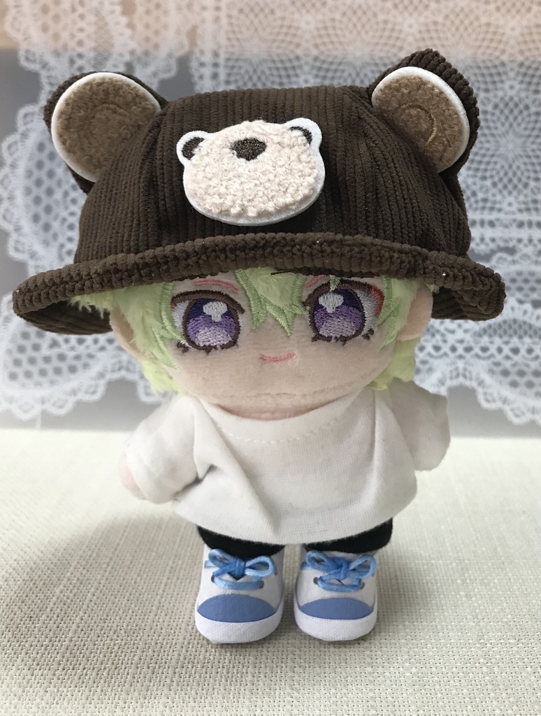 自立します☆ ぬい靴 白地×空色ひもC