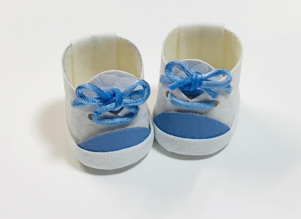 自立します☆ ぬい靴 白地×空色ひもC