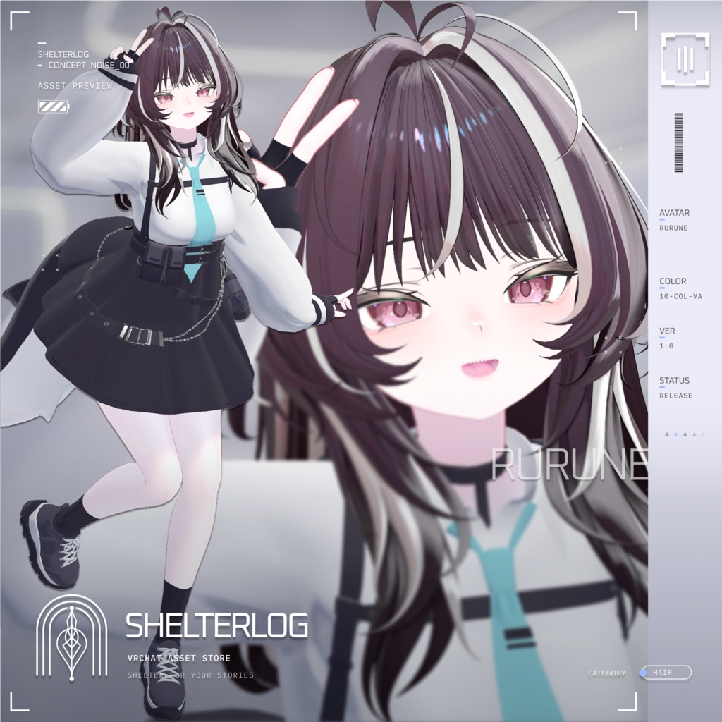 【18アバター対応】【VRC Hair】 Noise 00
