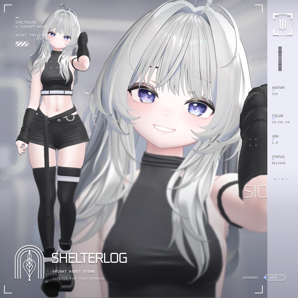 【18アバター対応】【VRC Hair】 Noise 00