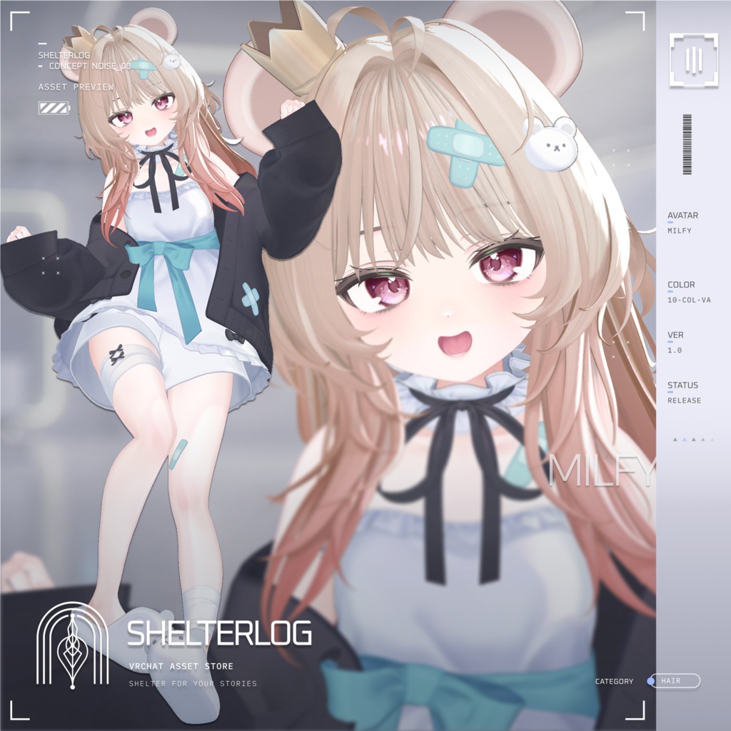 【18アバター対応】【VRC Hair】 Noise 00