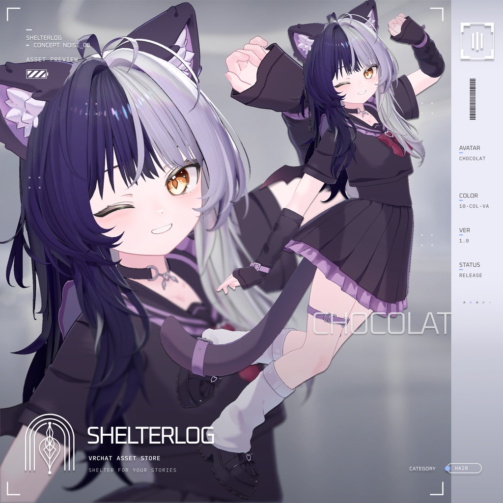 【18アバター対応】【VRC Hair】 Noise 00