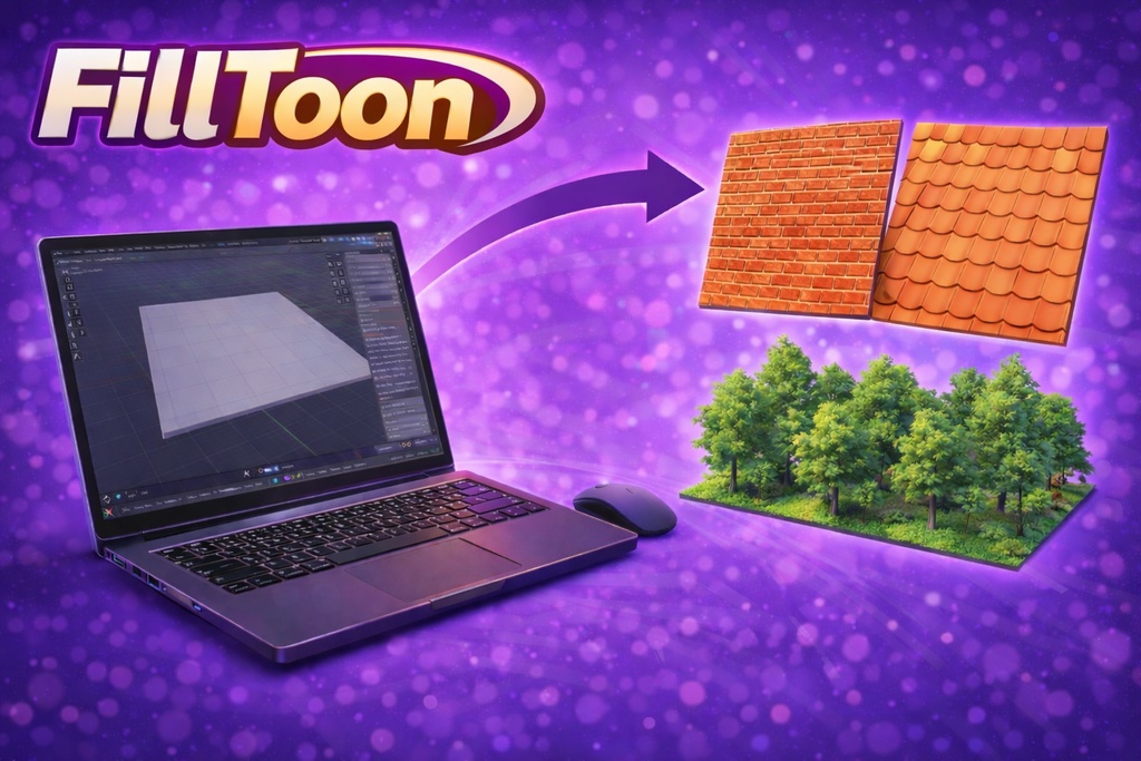 【Blender】面を選択してレンガや瓦、森などが“量産”できるアドオン＿FillToon