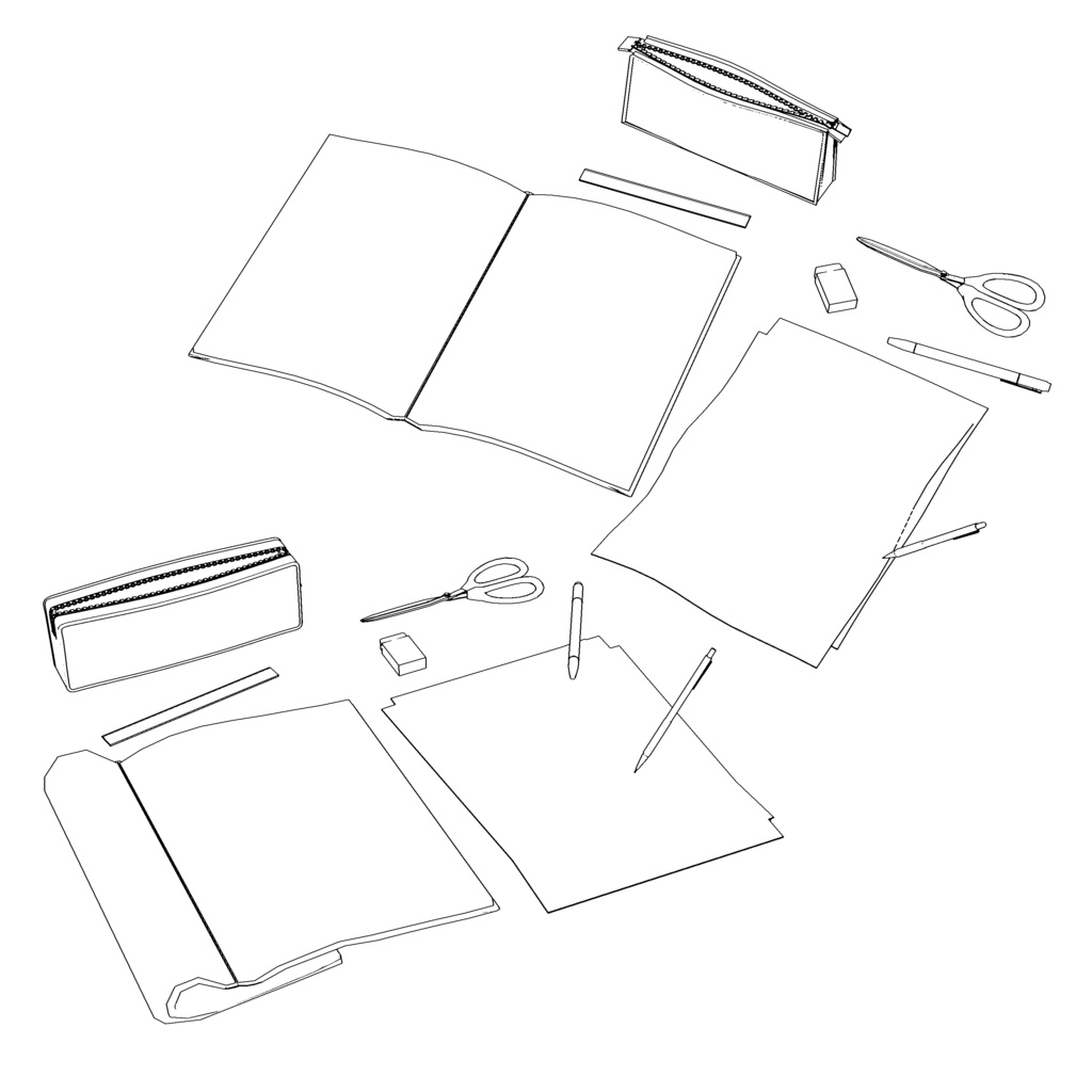 教室の机上を埋める3D